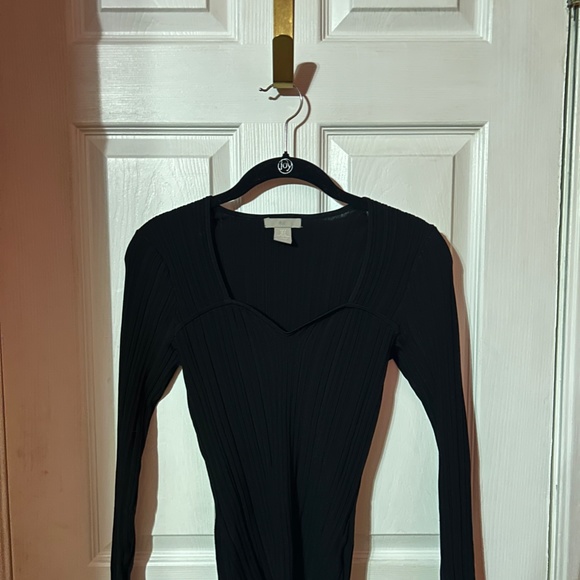 H&M NWOT BUSTIER STYLE TOP TRENDY LONG SLEEVE BLACK SIZE SMALL US EU S NEW TAGS - Picture 9 of 13
